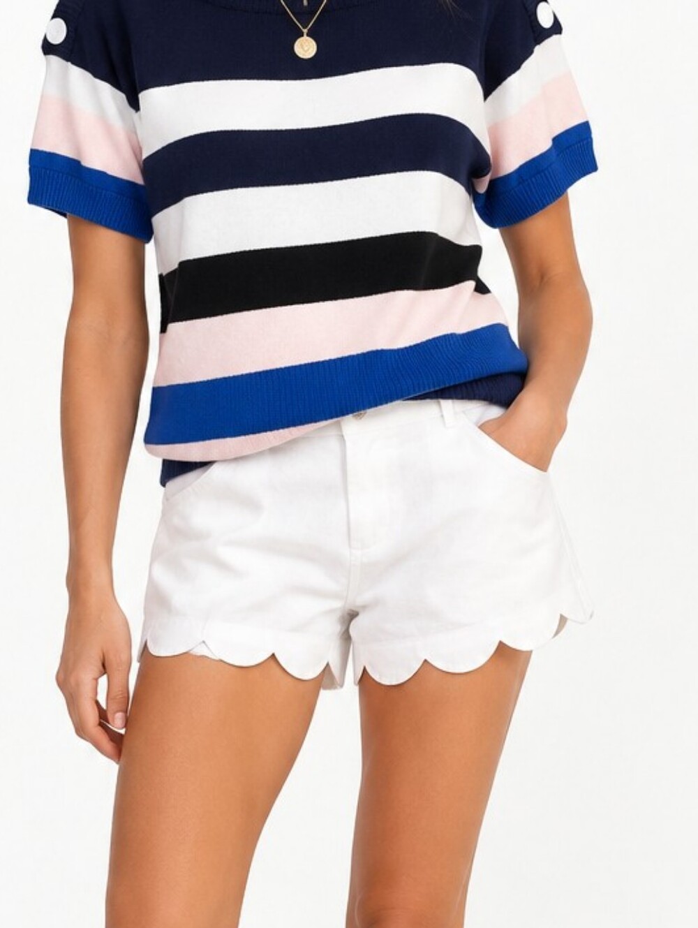 J. Crew Linen Blend Scalloped Hem High-Waist Shorts